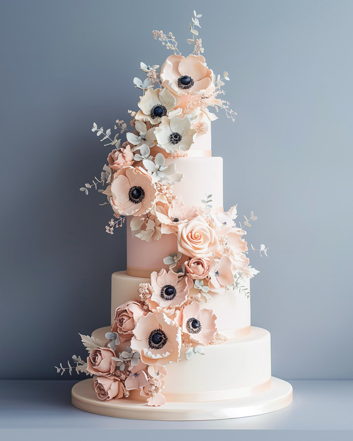 Blush Pink Cascade Wedding Cake