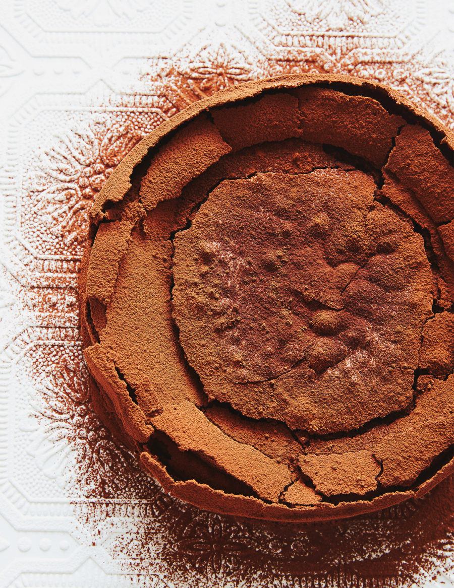 Gluten-free chocolate torte with a rich, fudgy texture and a crispy crust